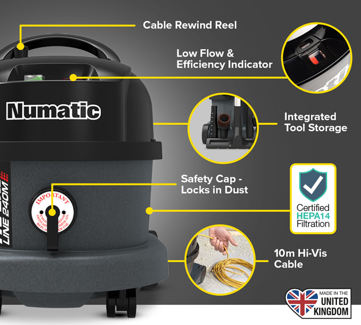 Numatic TRM240 - M-Class Tub Vacuum Cleaner with Tool Kit 240V